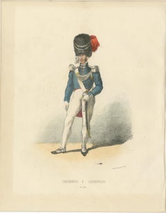 Elegance in Duty: Handcolored Print of a Carabinier, Plate 36, 1862