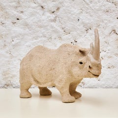 Elegance in Motion: Canvas Rhino Sculpture from circa 1950