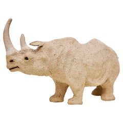 Elegance in Motion: Canvas Rhino Sculpture from circa 1950