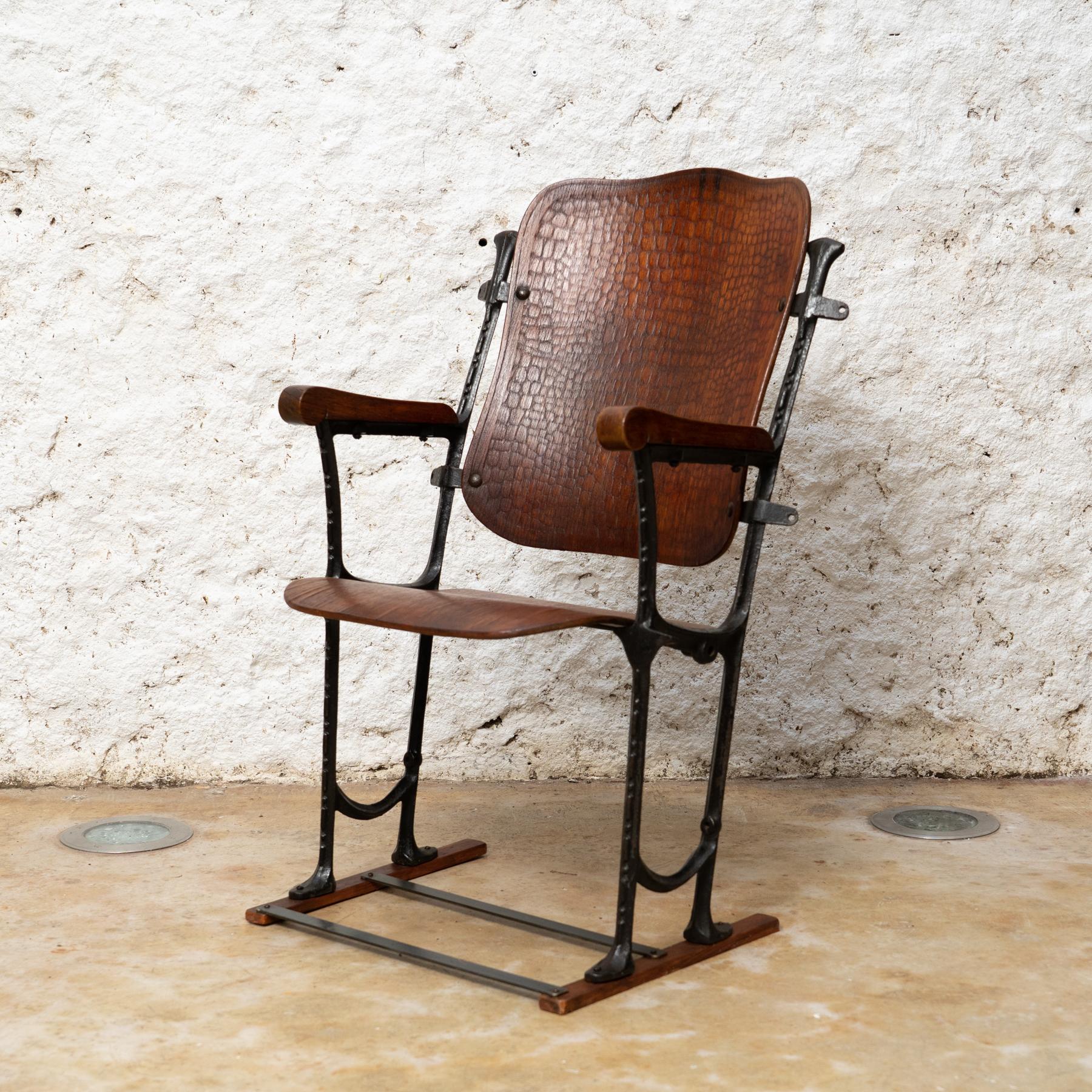 Iron Elegance in Time: Catalan Modernism Theater Chair 'Kursaal', c. 1930 For Sale