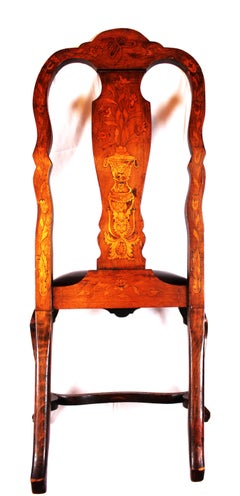 Elegance in Wood: 19th-Century Dutch Marquetry Dining Chairs (Set of 6)