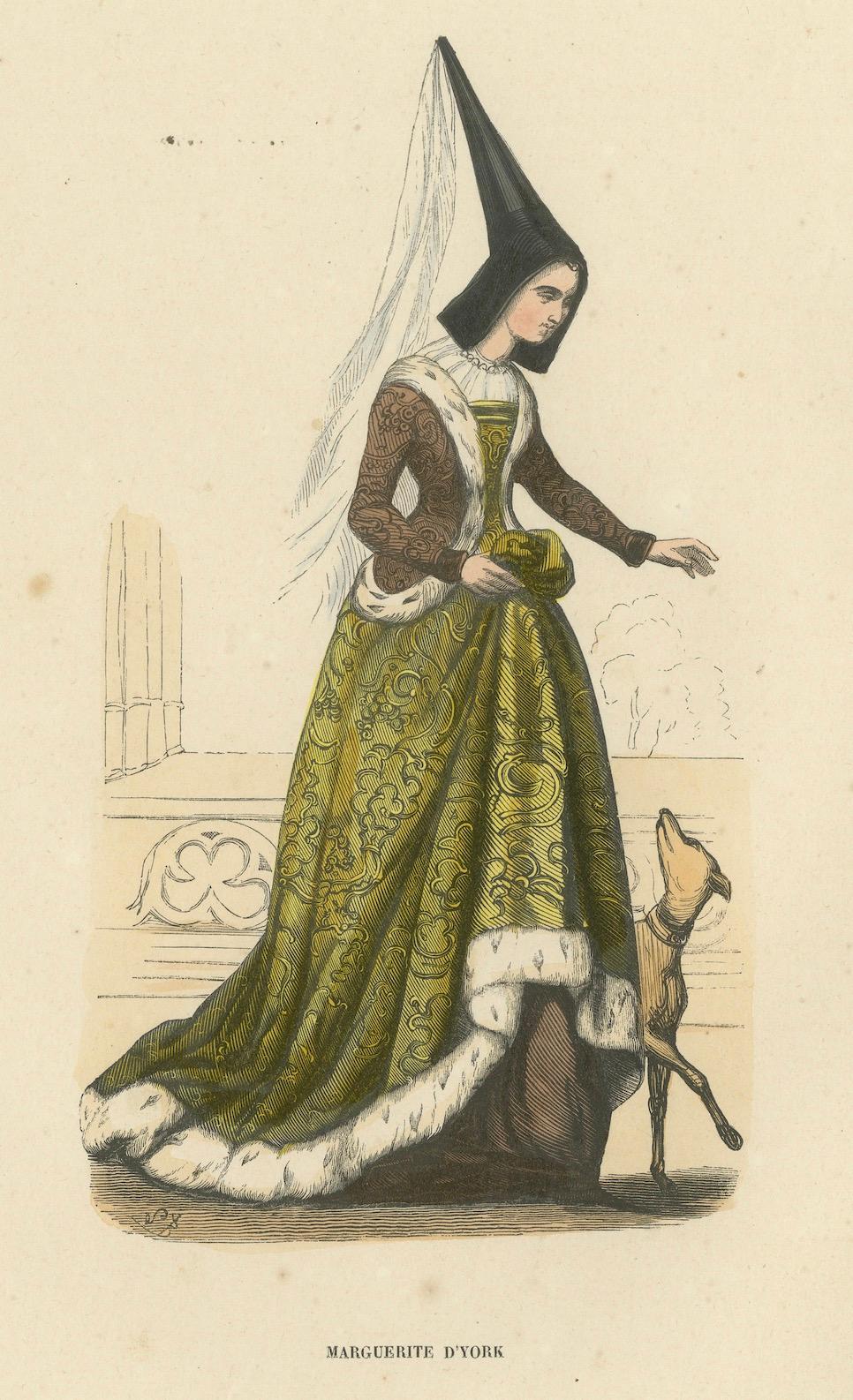 Paper Elegance of the Past: Margaret of York in 'Costume du Moyen Âge', 1847 For Sale
