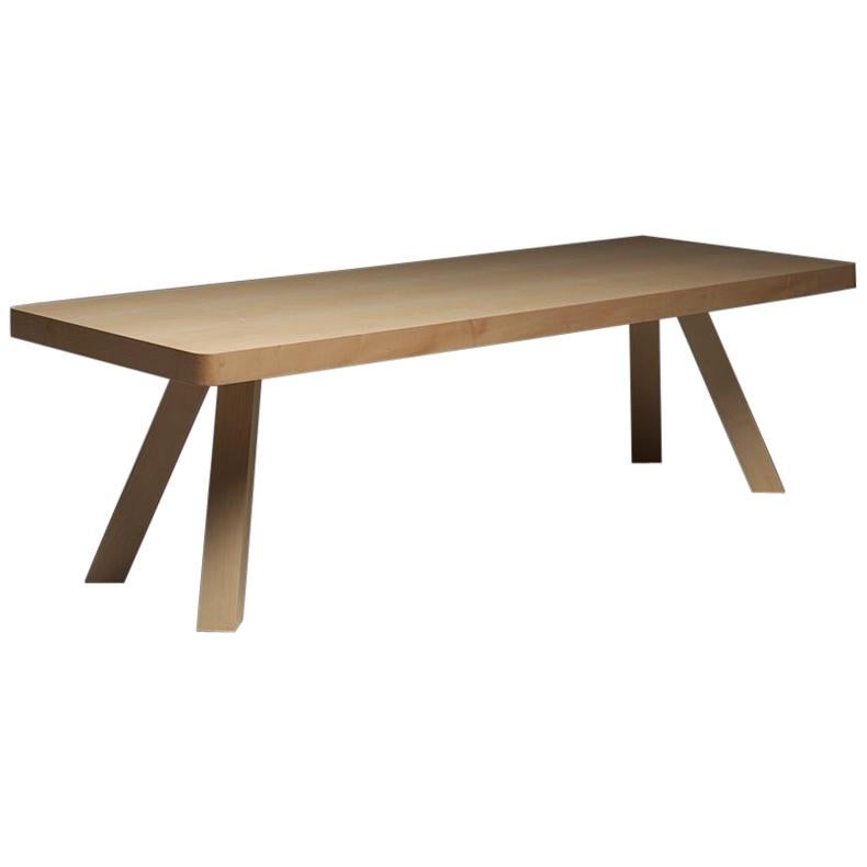 Elegance Wood Table in Natural Maple Wood with Slanted Legs by Aldo Cibic