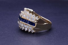 Elegand 14K yellow Gold ring with Sapphire and Diamonds Size 6.25