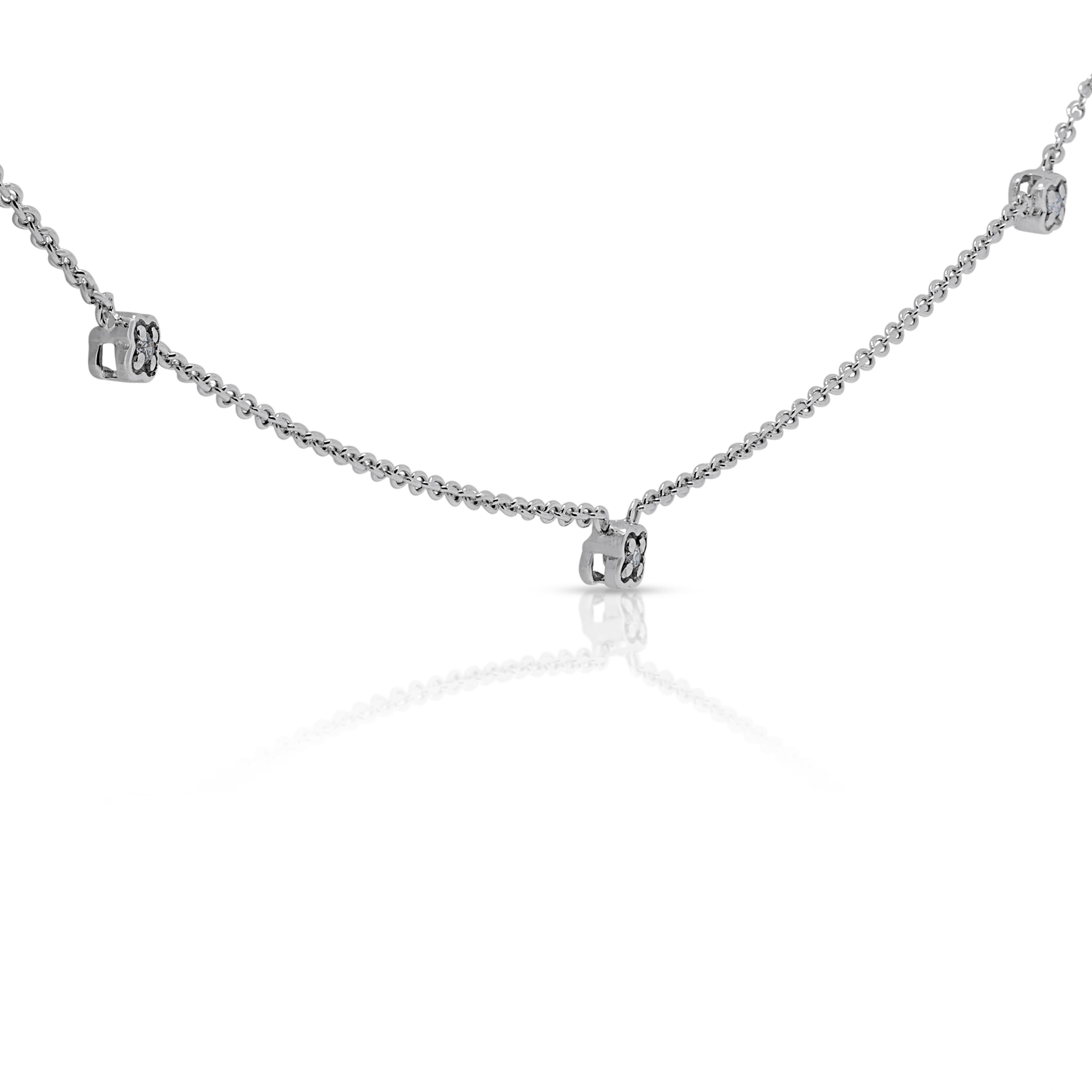 Women's Elegant 0.03ct Diamonds Necklace in 18K White Gold For Sale
