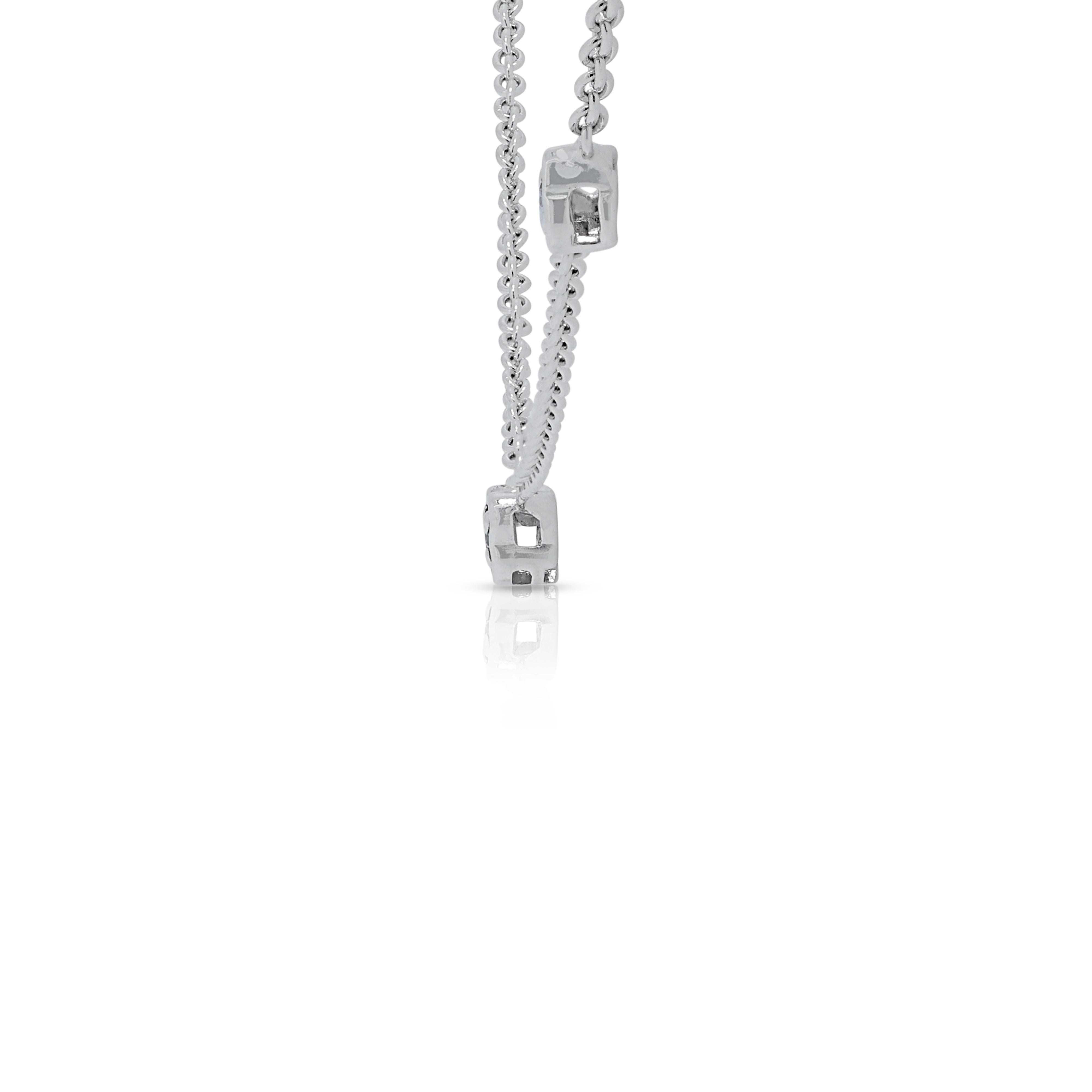 Elegant 0.03ct Diamonds Necklace in 18K White Gold For Sale 2