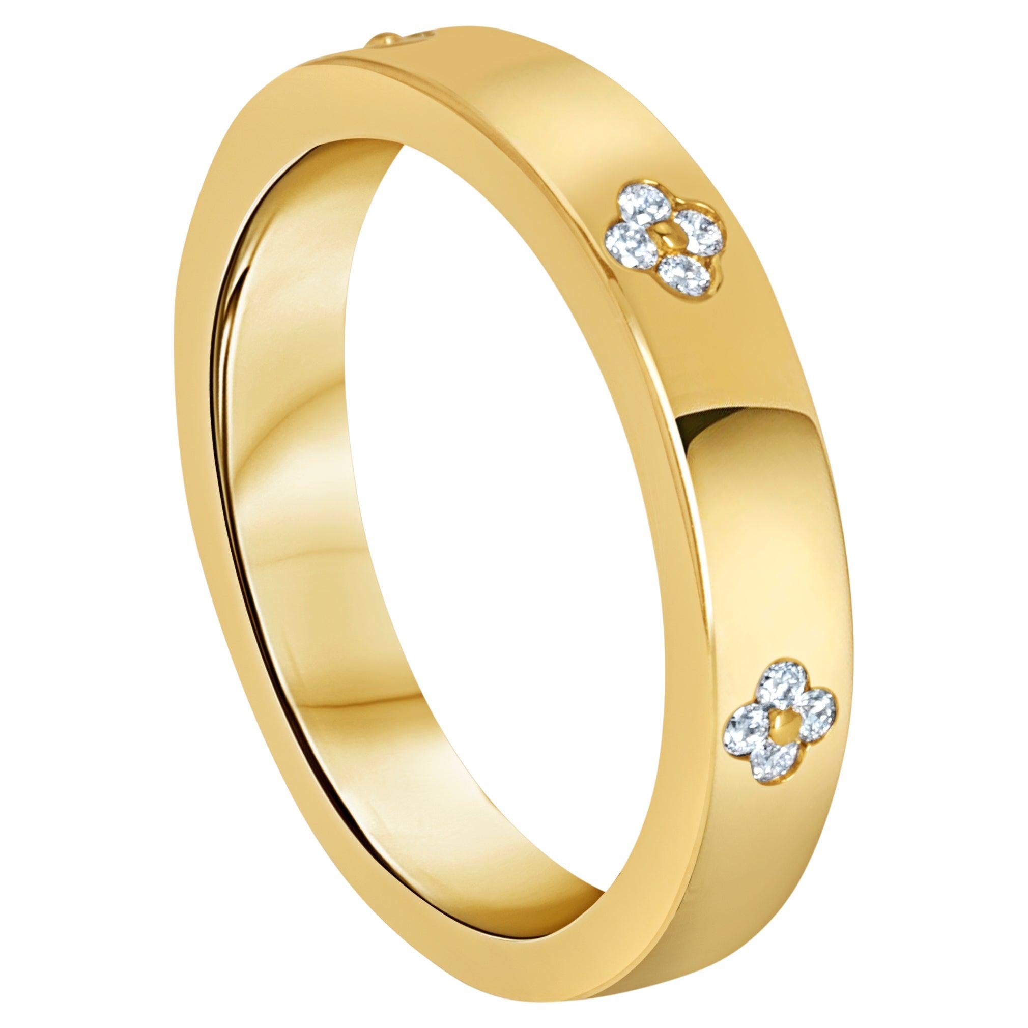 Élégante bague ronde en or jaune 14 carats avec diamants F-G, SI de 0,09 carat