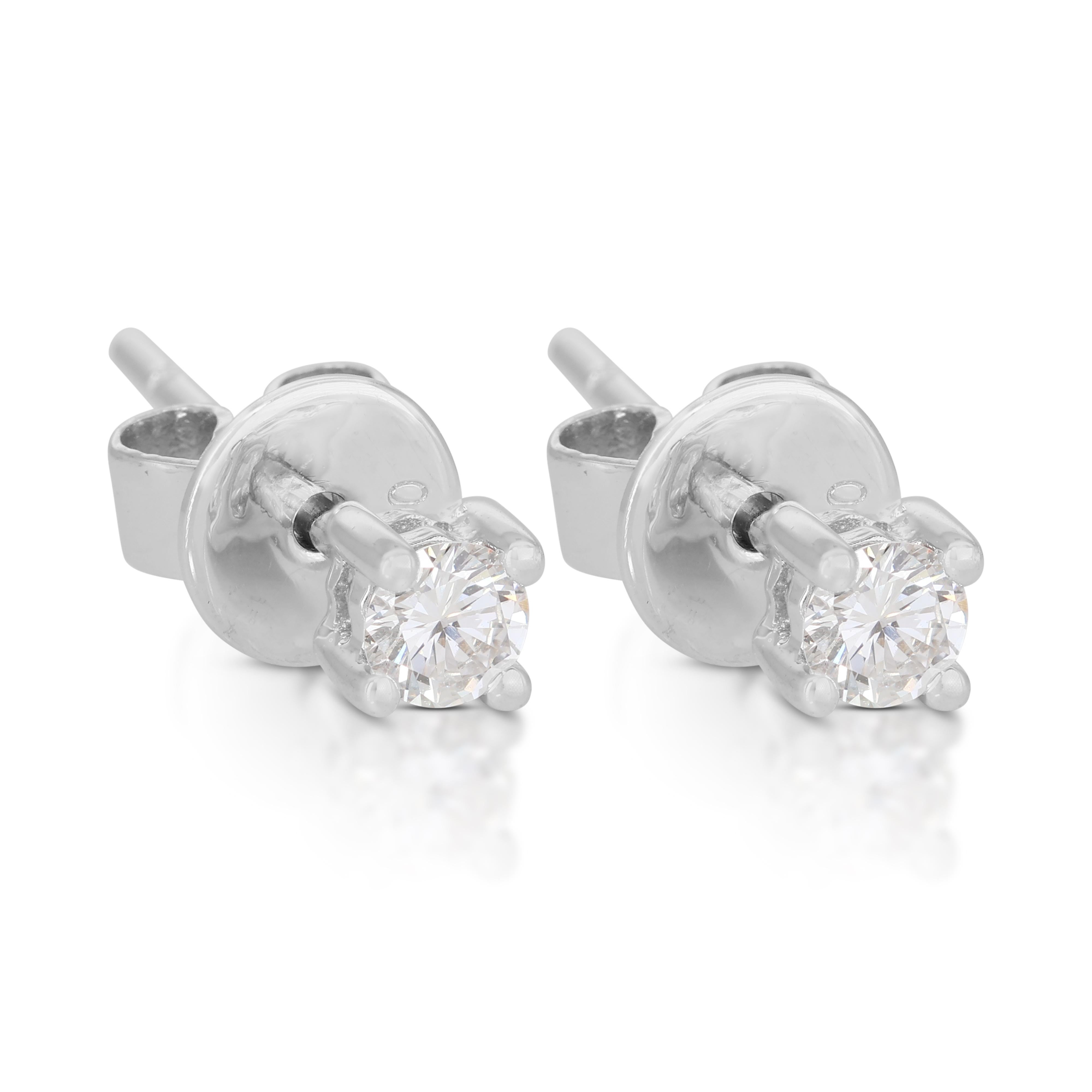 Round Cut Elegant 0.12ct Diamonds Stud Earrings in18K White Gold For Sale