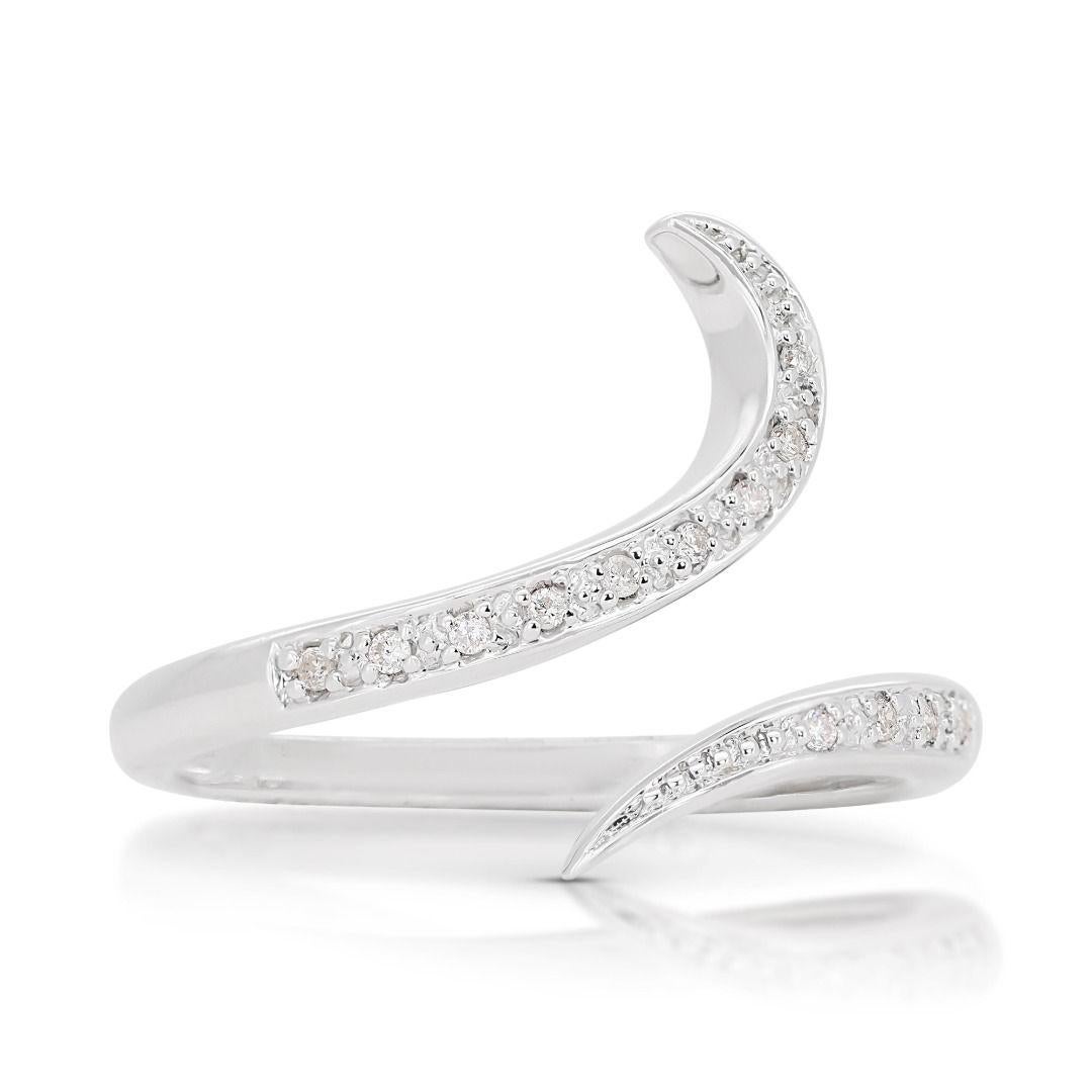Round Cut Elegant 0.14ct Round Brilliant Natural Diamond Ring in 18K White Gold For Sale