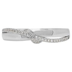 Élégante bague nœud de diamant naturel 0,165 carat en or blanc 18 carats