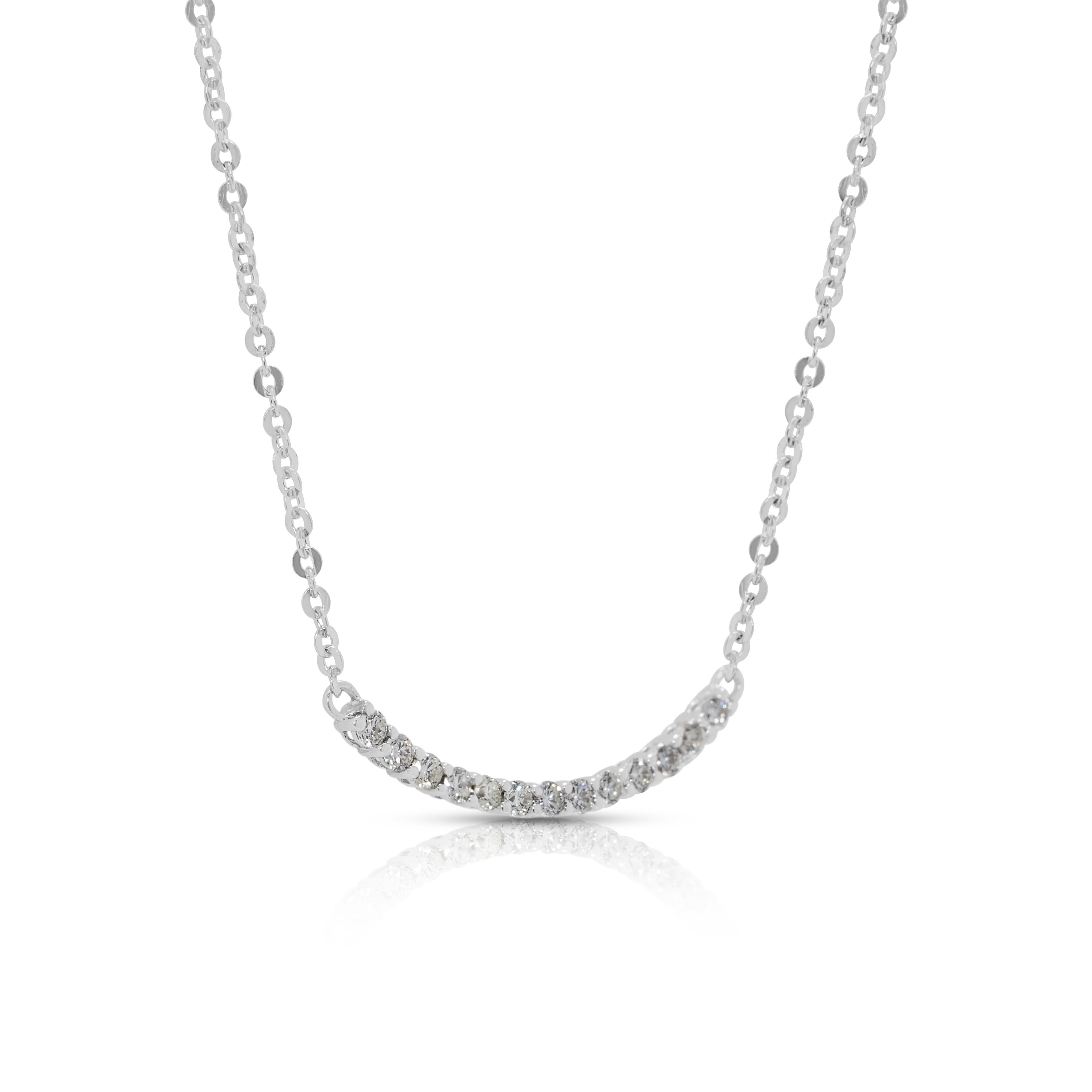 Round Cut Elegant 0.19ct Natural Diamond Necklace in 18K White Gold For Sale