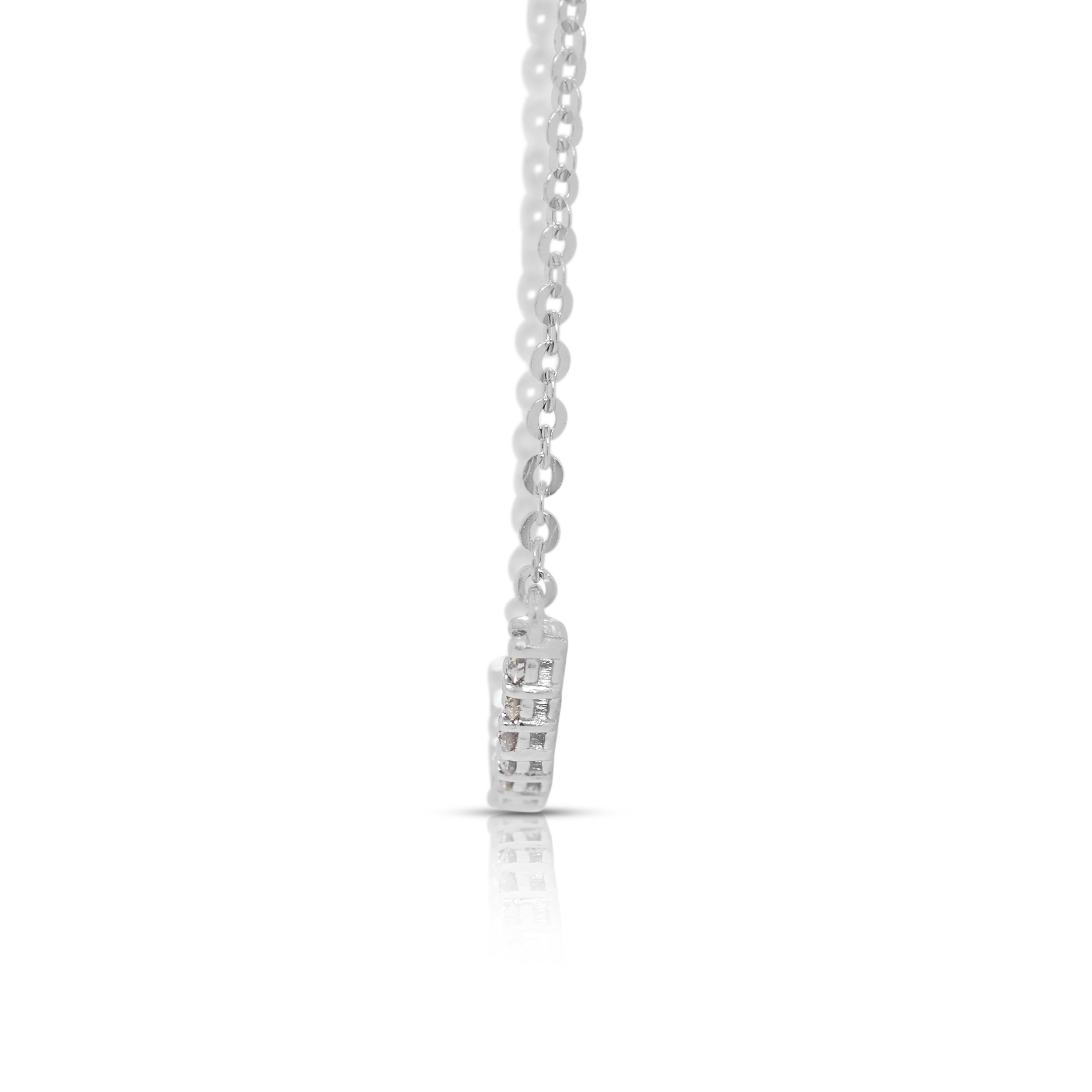 Women's Elegant 0.19ct Natural Diamond Necklace in 18K White Gold For Sale