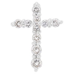 Elegant pendentif croix en diamant naturel de 0,20 ct en platine