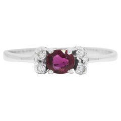 Elegant 0.23ct Ruby & Diamond Ring in 18K White Gold