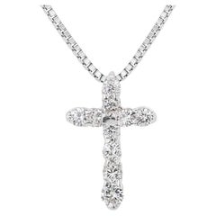 Eleganter 0,25 Karat Kreuz-Diamant-Anhänger aus 18 Karat Weißgold ( Kette nicht enthalten)