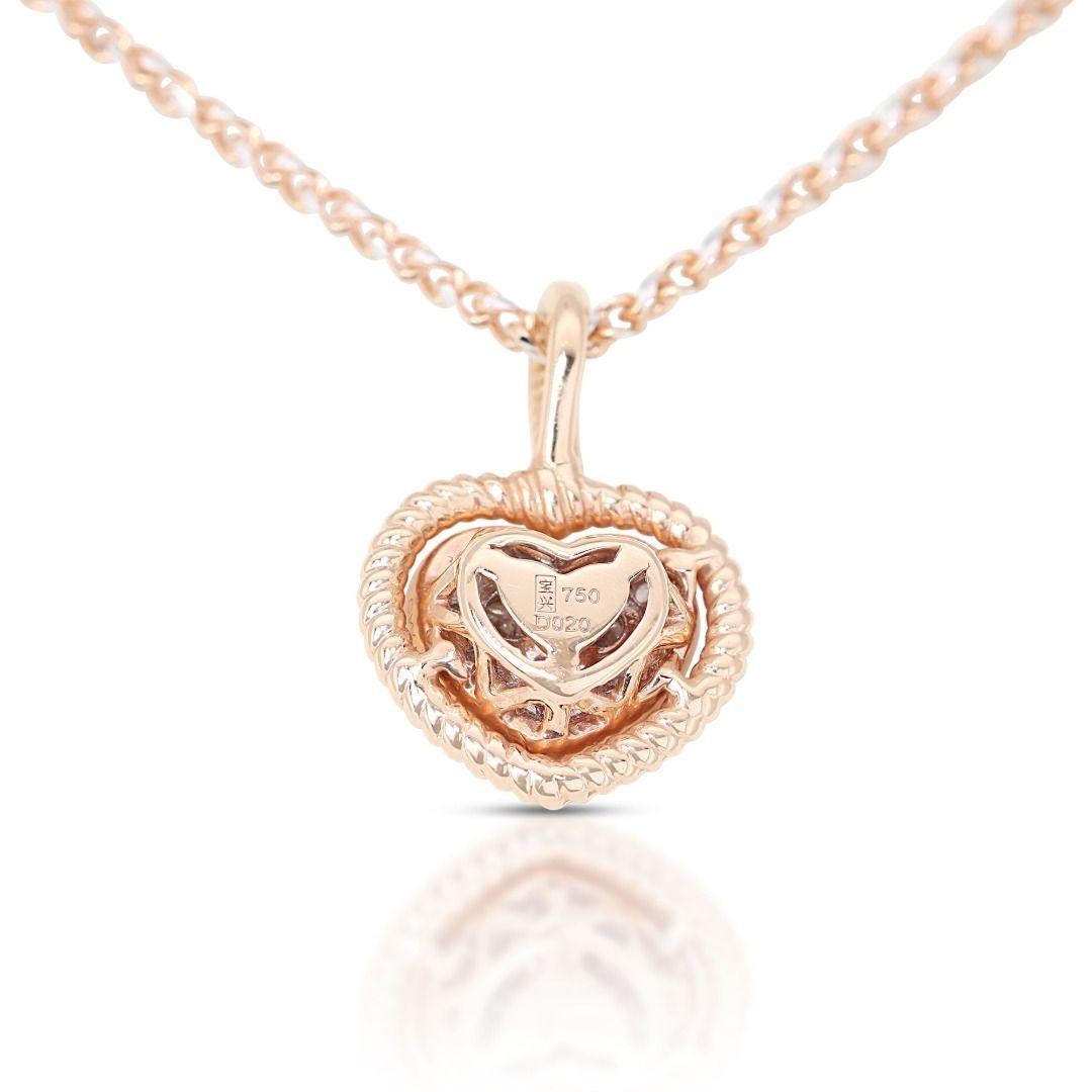 Elegant 0.25ct Heart Necklace with Round Brilliant Natural Diamonds For Sale 1
