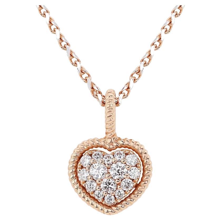 Elegant 0.25ct Heart Necklace with Round Brilliant Natural Diamonds For Sale