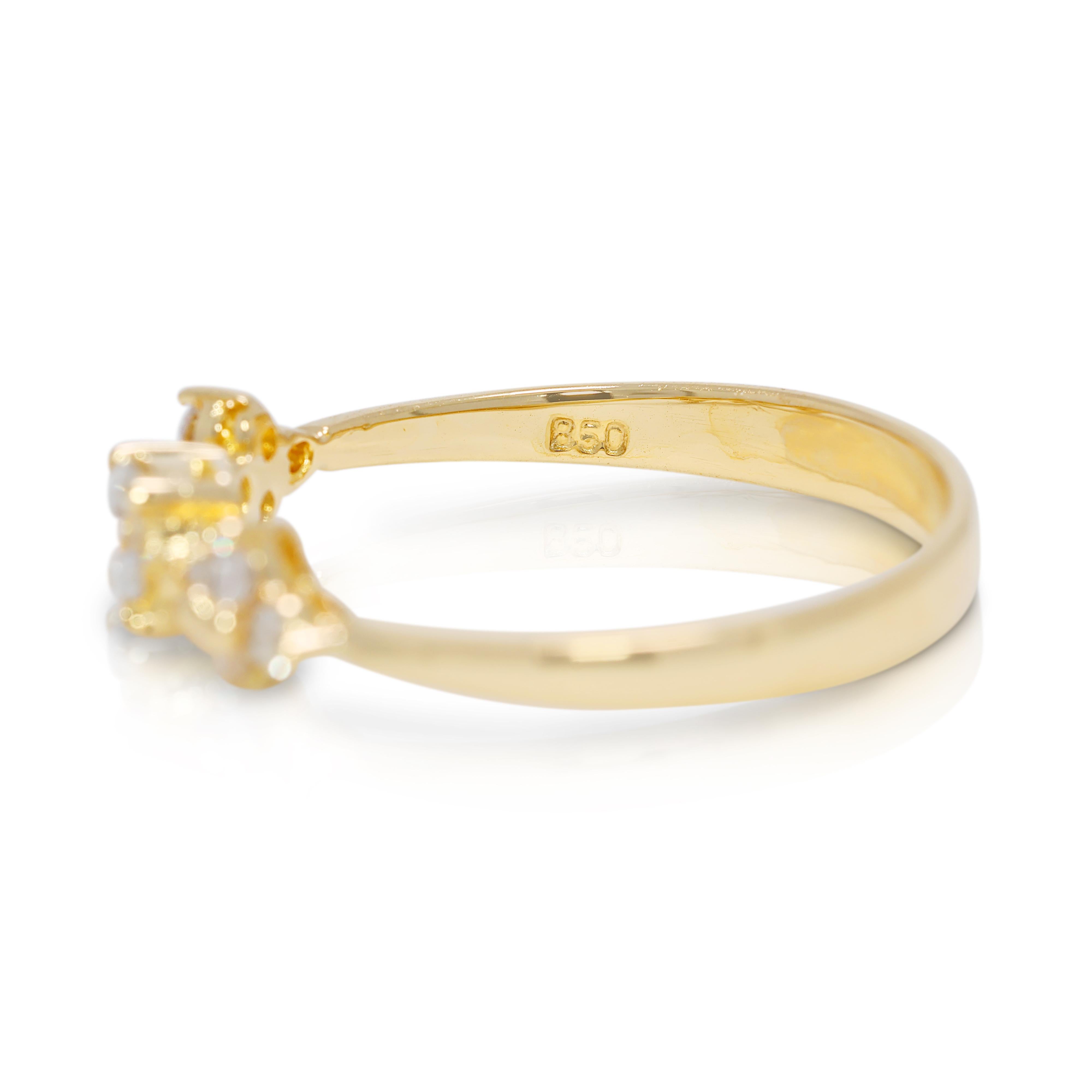 Taille ronde Elegant anneau de 0,25ct Natural Elegance en or jaune 18K en vente