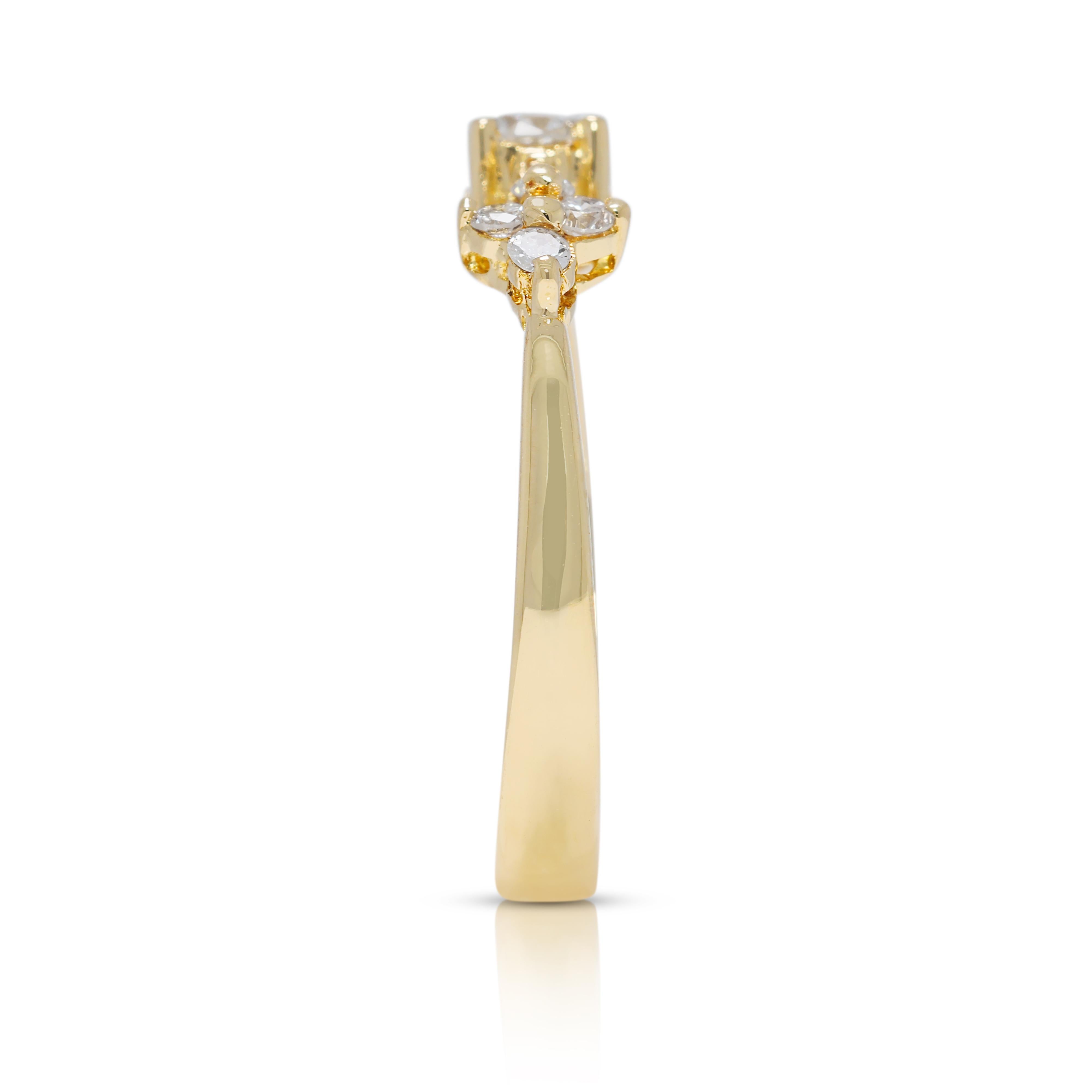 Elegant anneau de 0,25ct Natural Elegance en or jaune 18K Pour femmes en vente