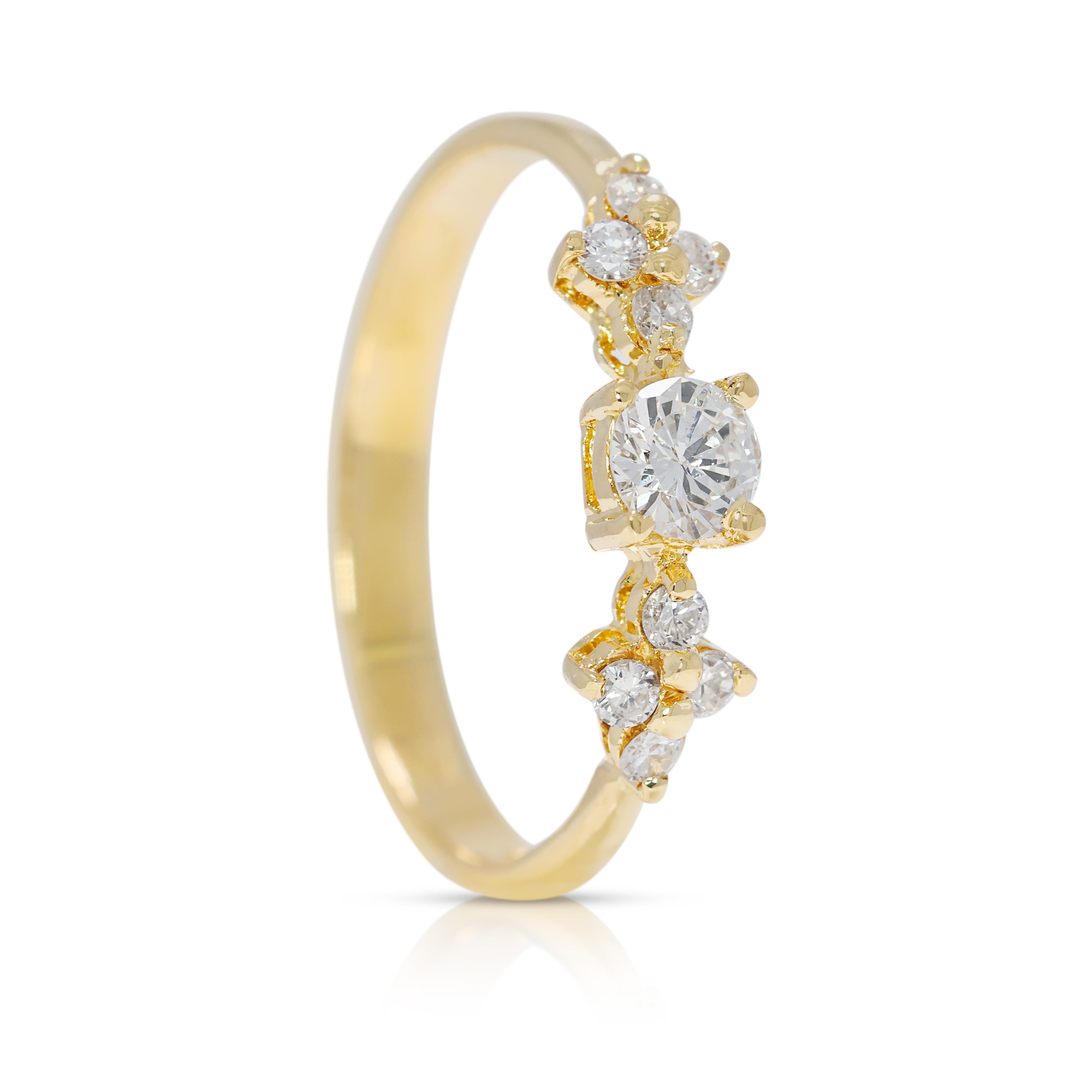 Elegant anneau de 0,25ct Natural Elegance en or jaune 18K en vente 1