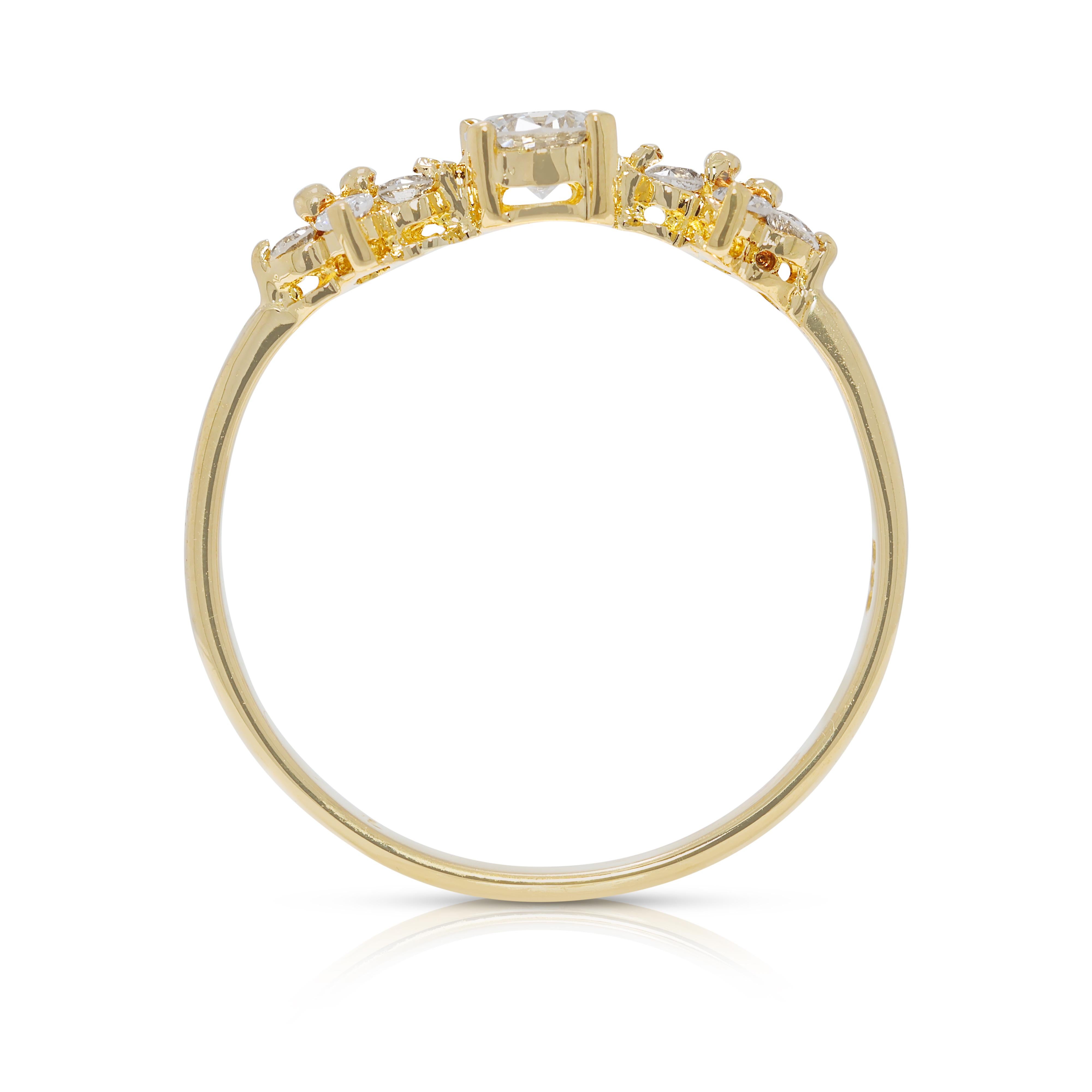 Elegant anneau de 0,25ct Natural Elegance en or jaune 18K en vente 2