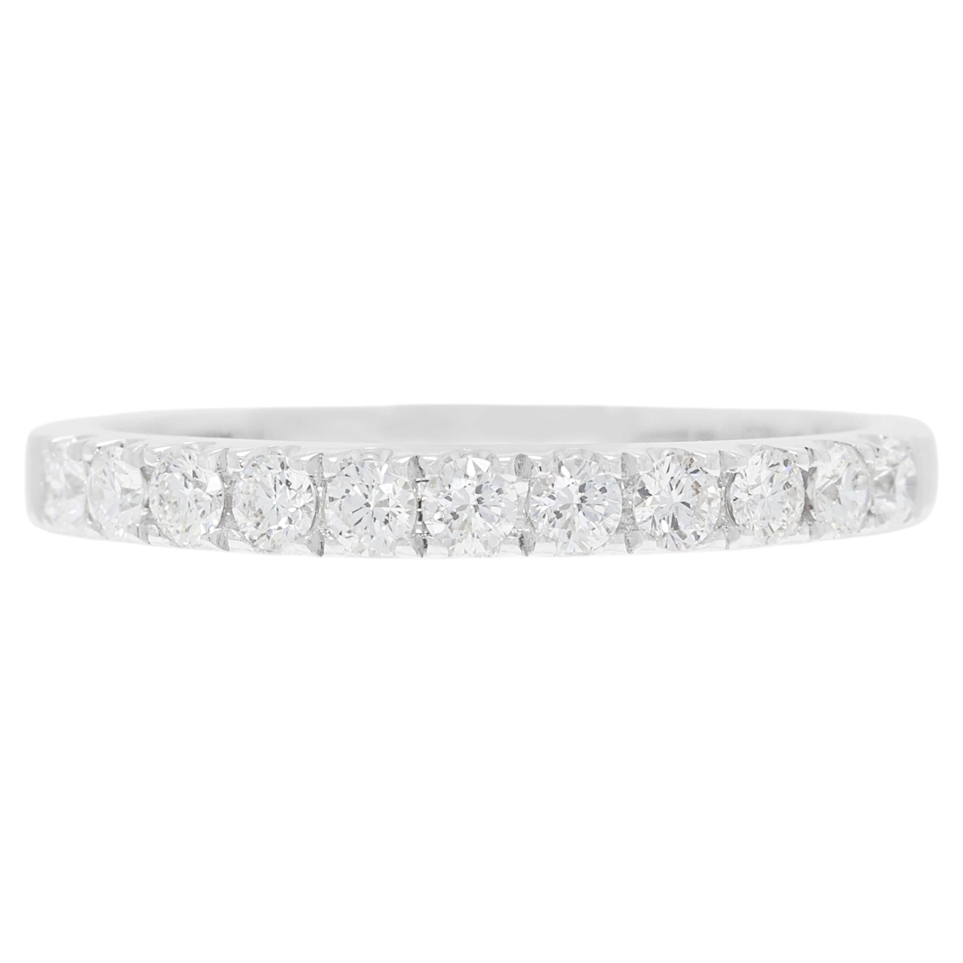 Elegant 0.27ct Natural Diamond Half-Eternity Band Ring in 18K White Gold