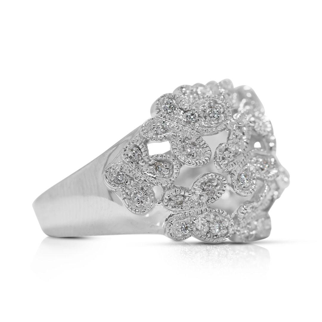 Round Cut Elegant 0.27ct Natural Diamond Ring in 18K White Gold