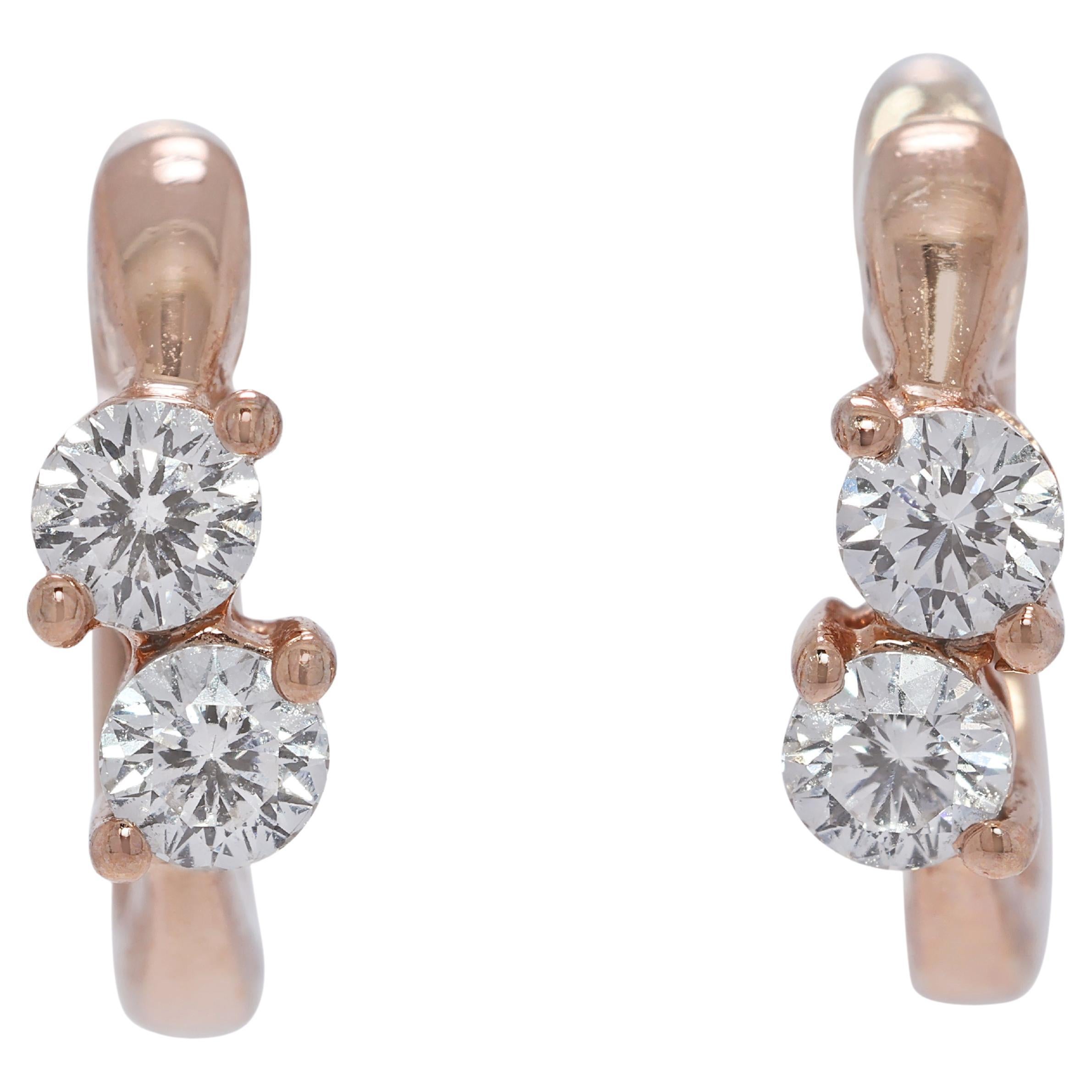 Elegant 0.28ct Natural Diamonds Earrings in 18K Rose Gold