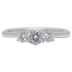 Elegant 0.29ct Three-Stone Natural Diamond Ring in 18K White Gold