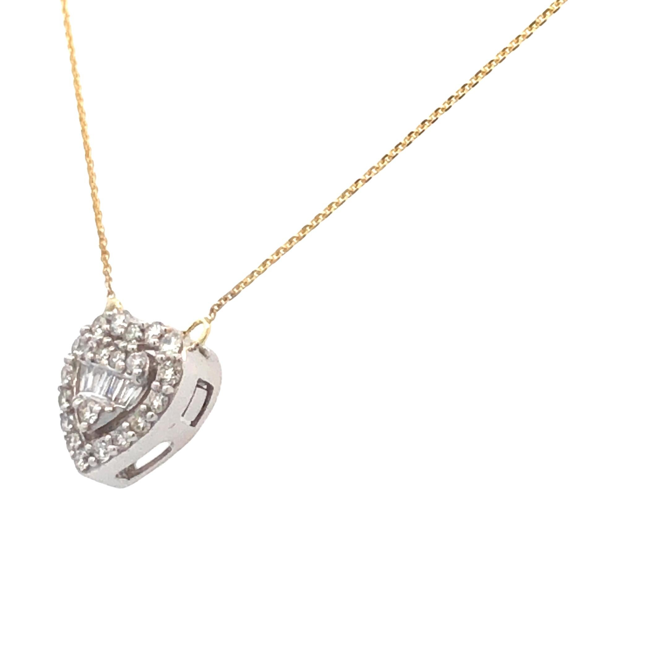 Élégant collier pendentif cœur en or jaune 14 carats avec diamants de 0,30 carat Neuf - En vente à New York, NY