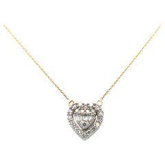 Elegant 0.30 CT Diamond Heart Pendant Necklace in 14K Yellow Gold