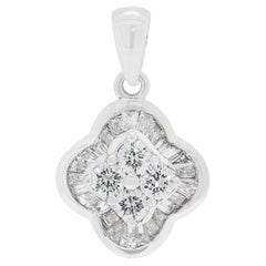 Elegant 0.30ct Diamond Quatrefoil Halo Pendant in 18K White Gold