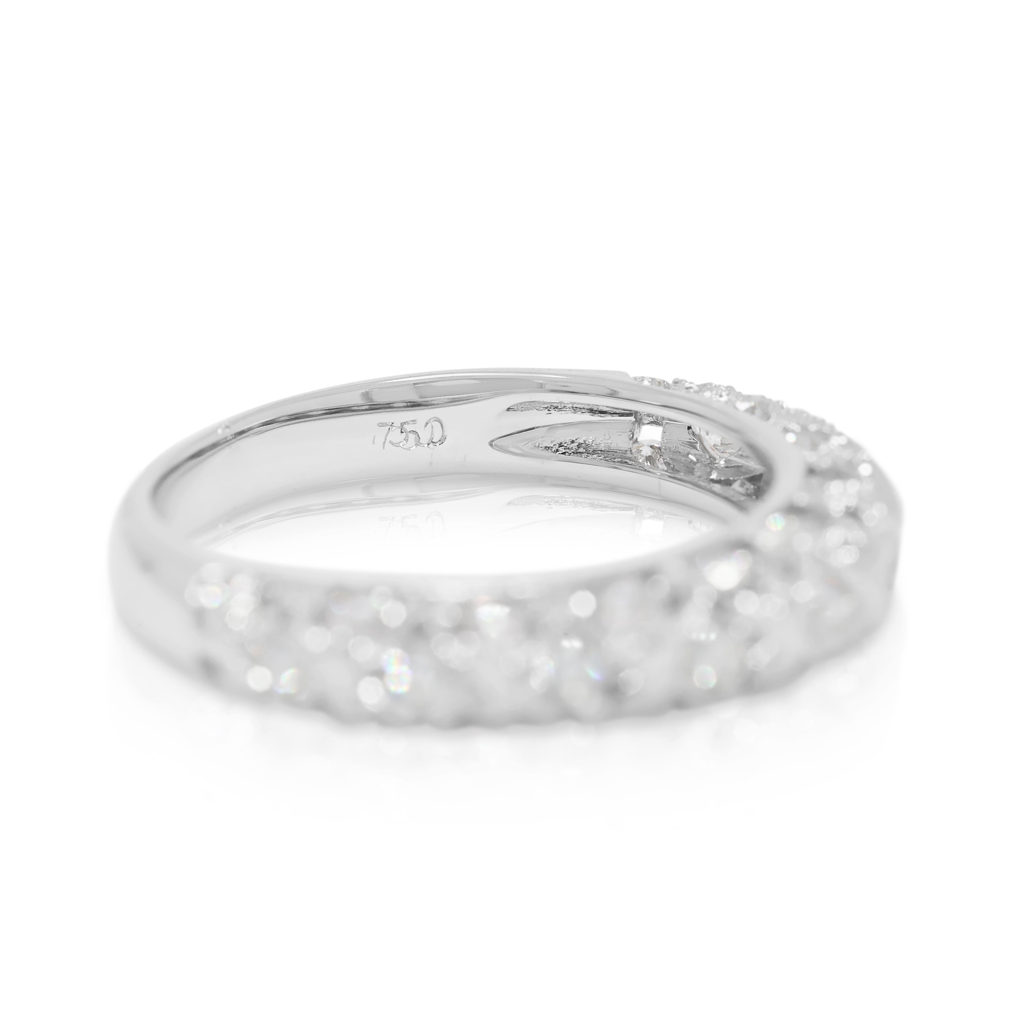Elegant 0.30ct Natural Diamond Half Eternity 18K White Gold Ring In New Condition For Sale In רמת גן, IL