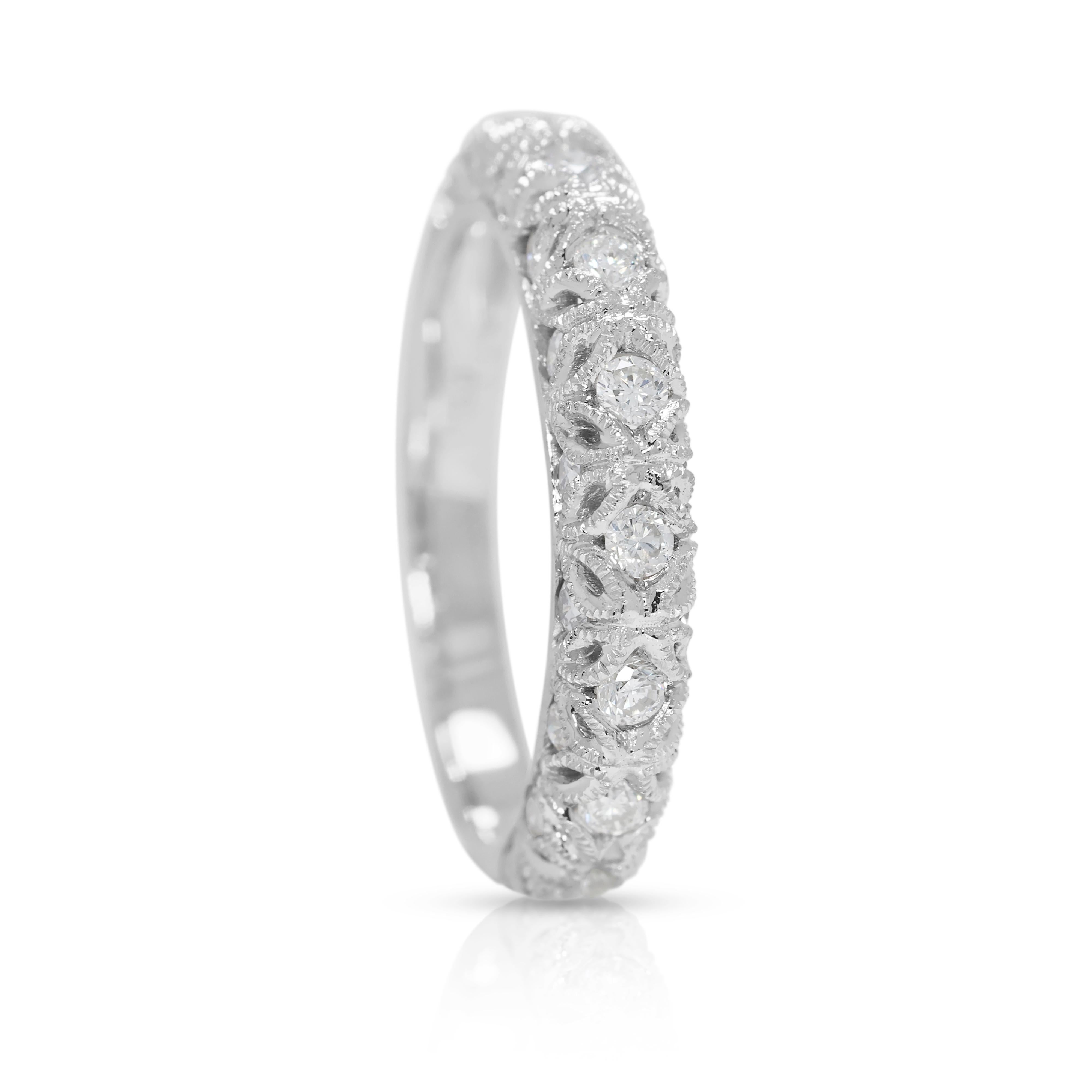 Elegant 0.30ct Natural Diamond Half Eternity 18K White Gold Ring For Sale 1