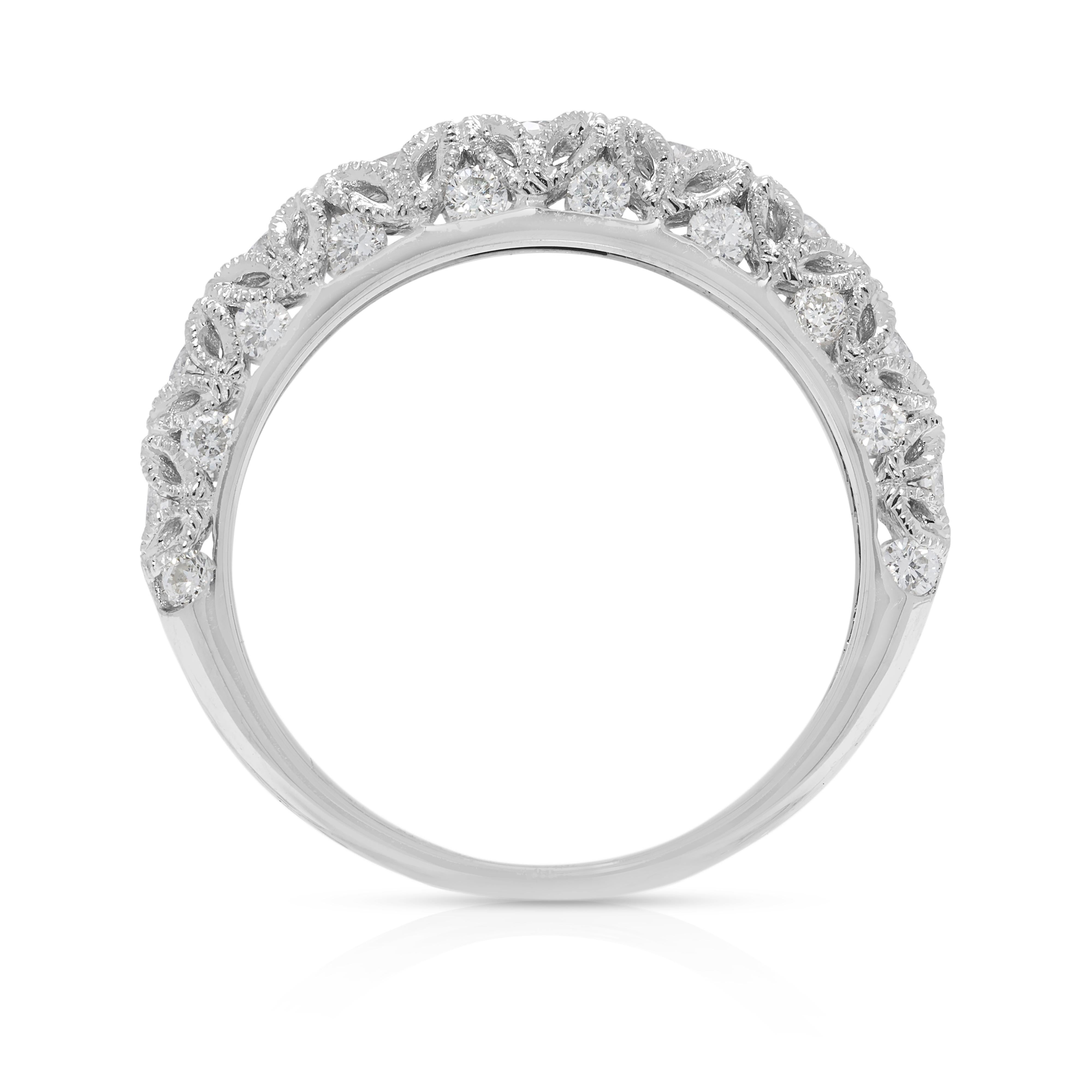 Elegant 0.30ct Natural Diamond Half Eternity 18K White Gold Ring For Sale 2