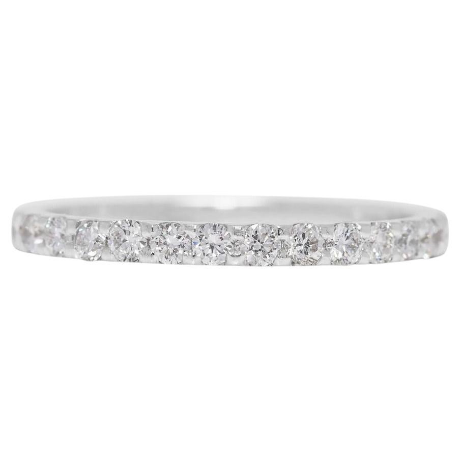 Elegant 0.33ct Natural Diamond Half Eternity 18K White Gold Ring