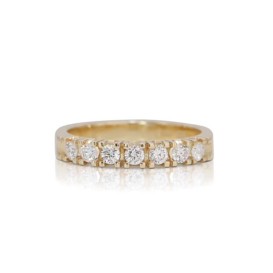 Whether worn as an engagement ring, an anniversary gift, or a symbol of personal elegance, the Elegant 0.35ct Half Eternity Diamond Ring in 14K Yellow Gold is a versatile and cherished piece. Its refined design and enduring appeal make it the