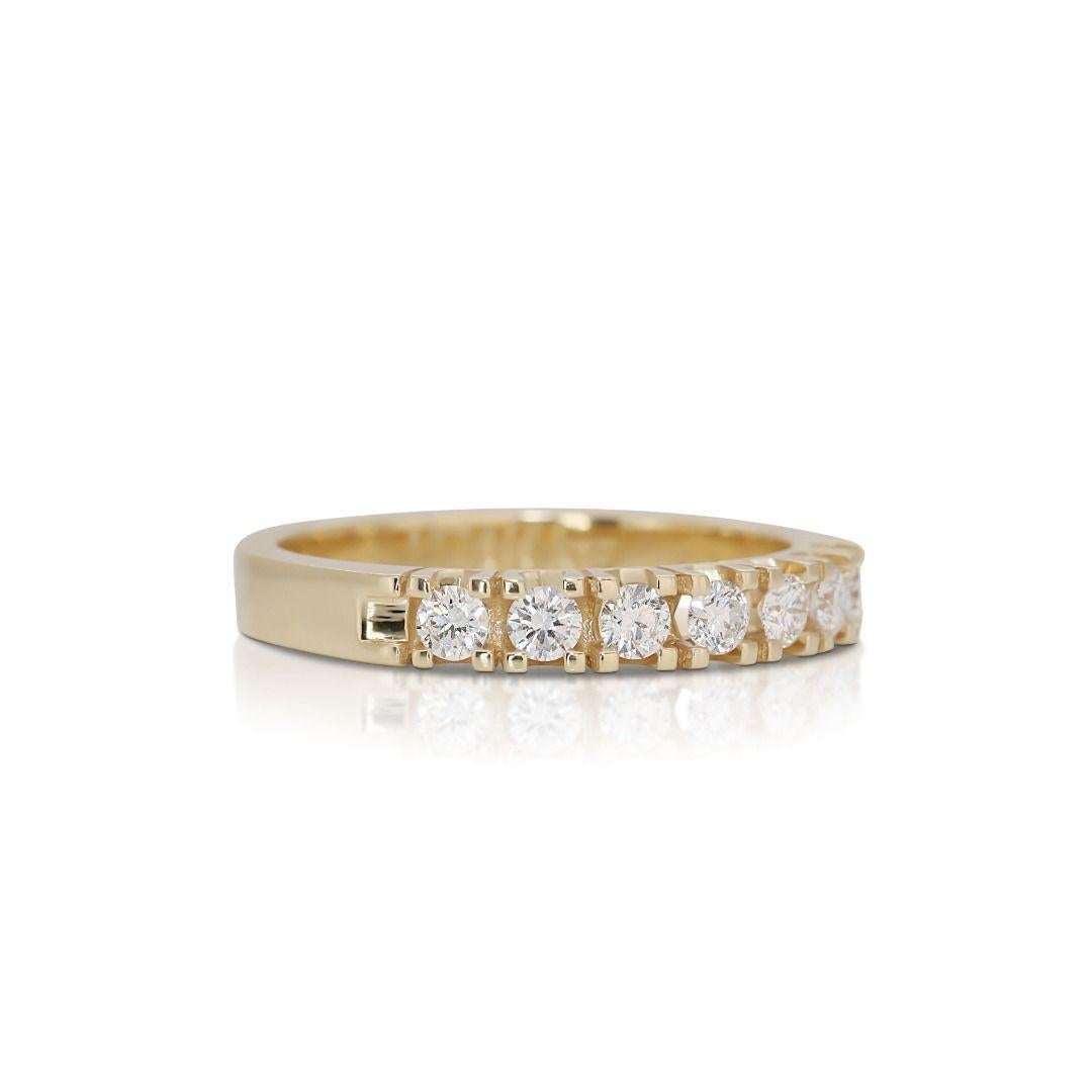 Elegant 0.35ct Half Eternity Diamond Ring in 14K Yellow Gold In New Condition For Sale In רמת גן, IL