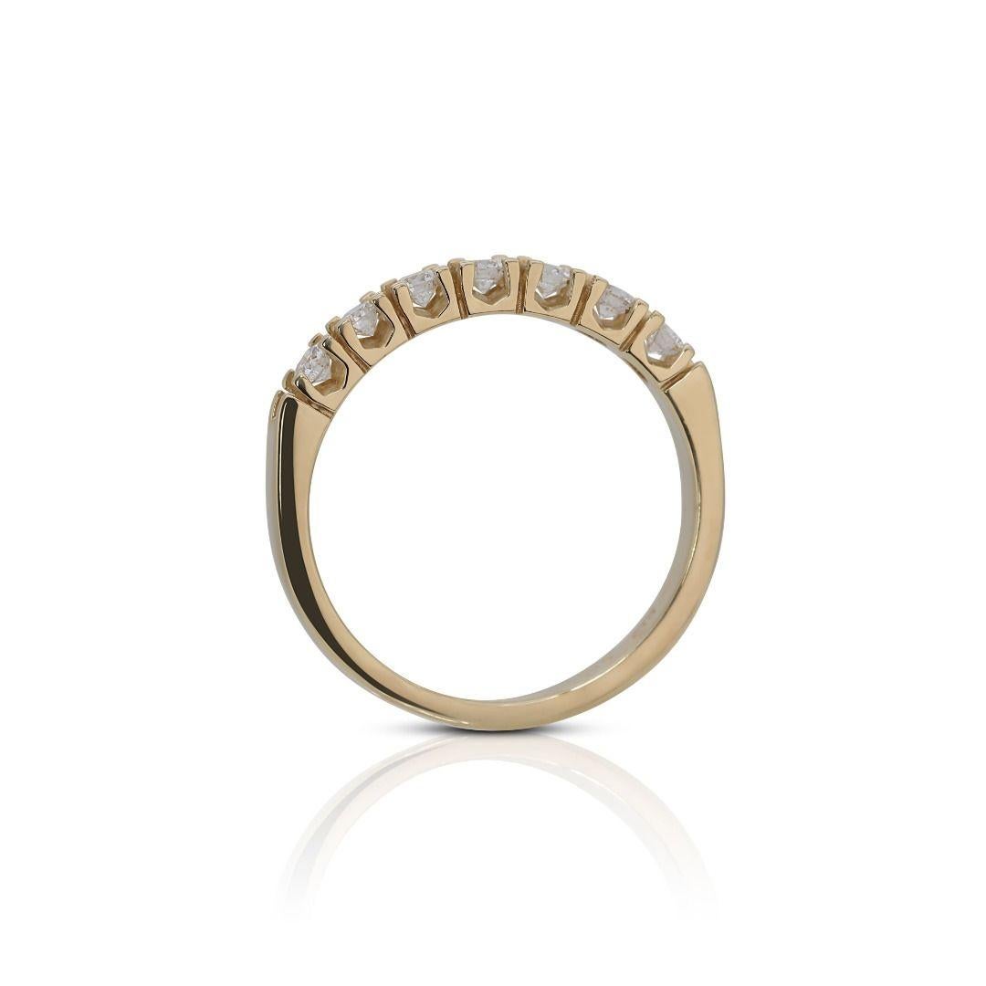 Women's Elegant 0.35ct Half Eternity Diamond Ring in 14K Yellow Gold For Sale