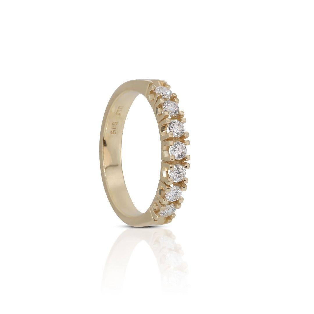 Elegant 0.35ct Half Eternity Diamond Ring in 14K Yellow Gold For Sale 2