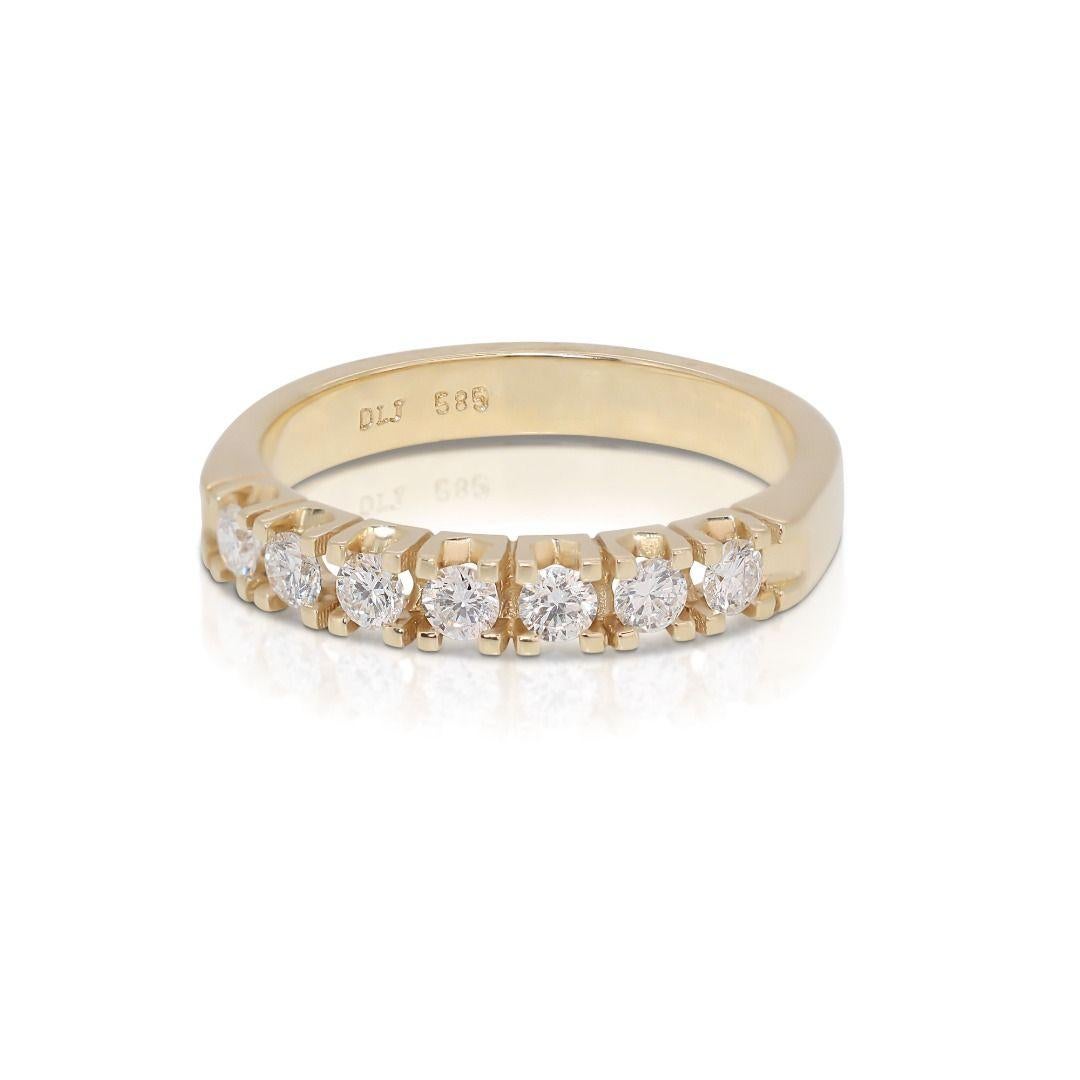 Elegant 0.35ct Half Eternity Diamond Ring in 14K Yellow Gold For Sale 3