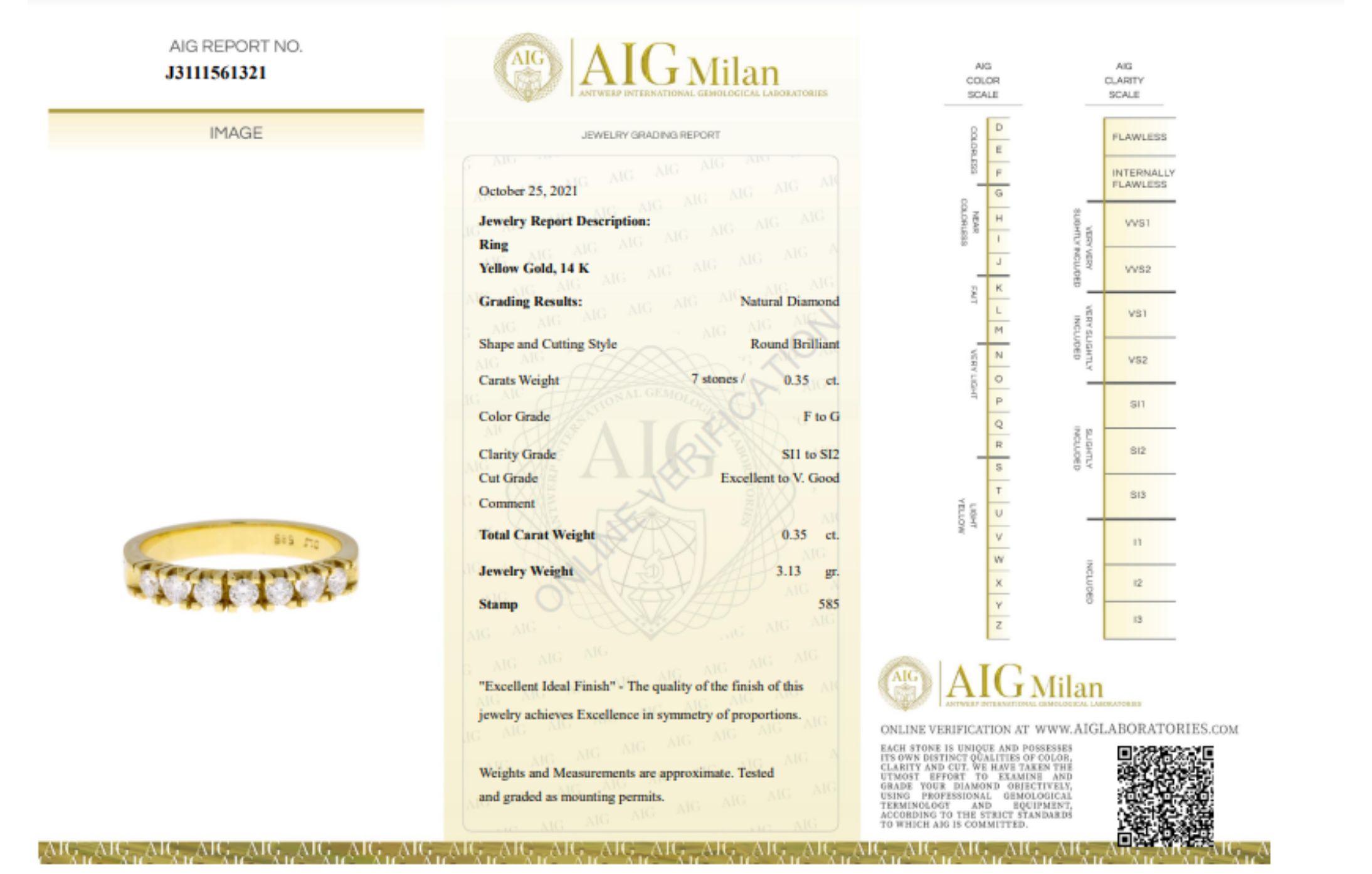Elegant 0.35ct Half Eternity Diamond Ring in 14K Yellow Gold For Sale 4
