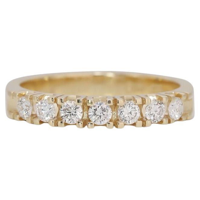 Elegant 0.35ct Half Eternity Diamond Ring in 14K Yellow Gold For Sale