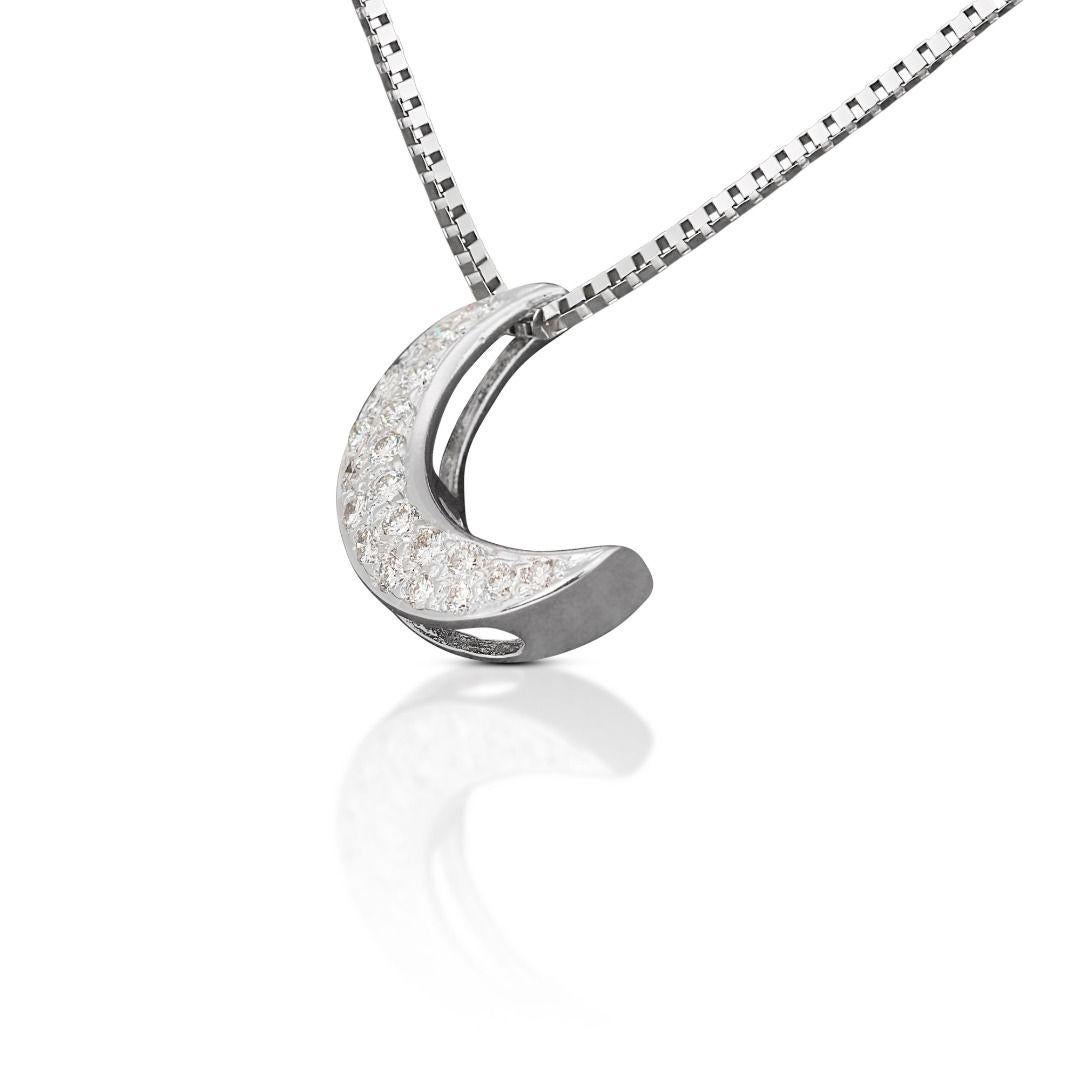 Round Cut Elegant 0.35ct Half Moon Shape Diamond Pendant - (Chain not included) For Sale