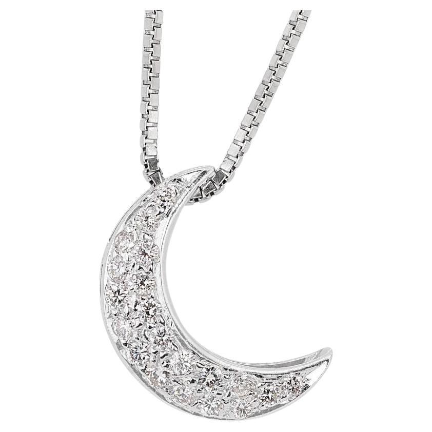 Elegant 0.35ct Half Moon Shape Diamond Pendant - (Chain not included) For Sale