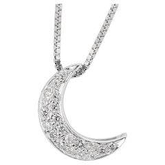 Élégant pendentif en forme de demi-lune avec diamant 0,35 carat - (chaîne non incluse)