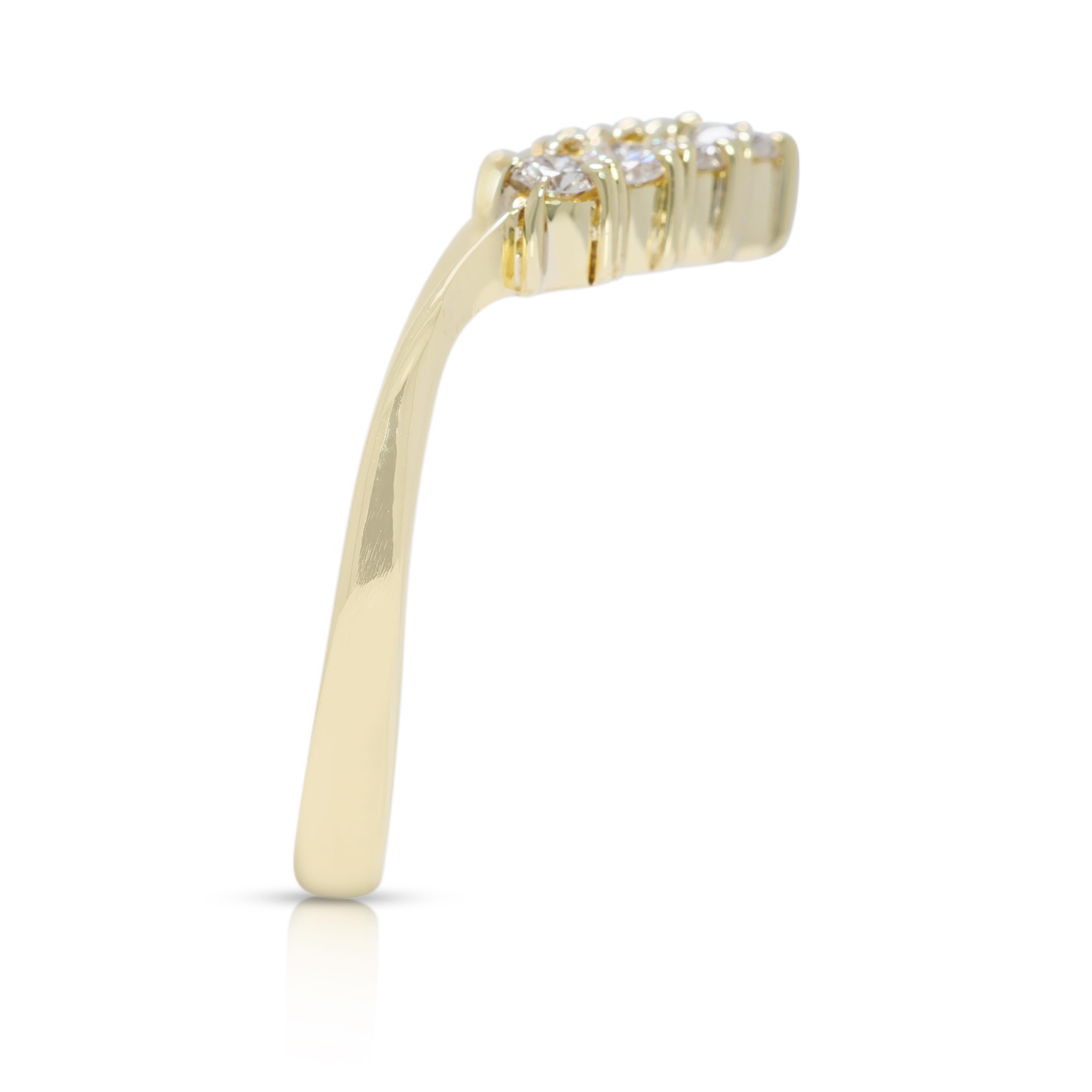 Women's Elegant 0.35ct Natural Diamond Chevron Ring in 14K Yellow Gold For Sale