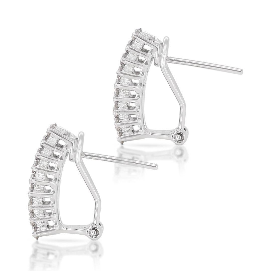 Women's Elegant 0.36ct Lever-back Diamond Earrings in 18K White Gold For Sale