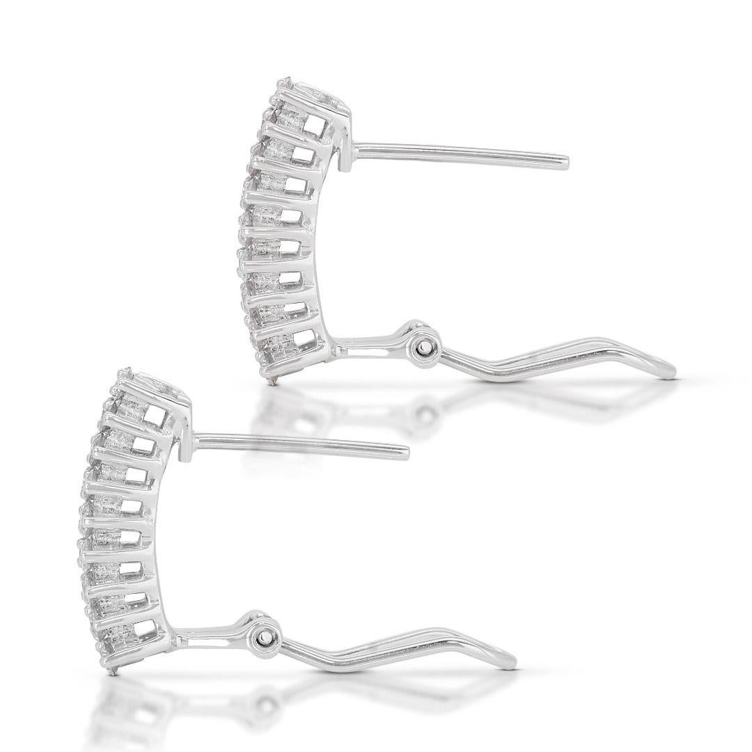 Elegant 0.36ct Lever-back Diamond Earrings in 18K White Gold For Sale 1