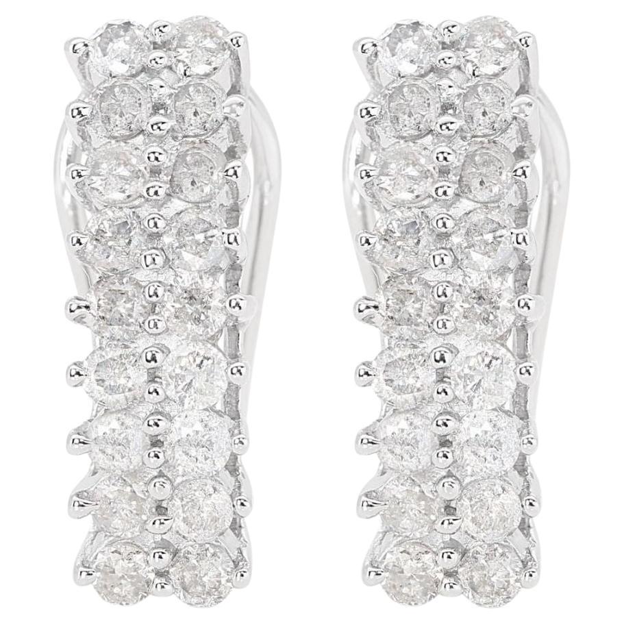 Elegant 0.36ct Lever-back Diamond Earrings in 18K White Gold